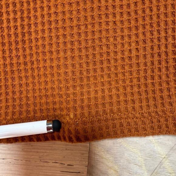 Aerie Hi Rise Waffle Knit Flared Pants Burnt Orange Women L Long Lounge Fall - Picture 8 of 8
